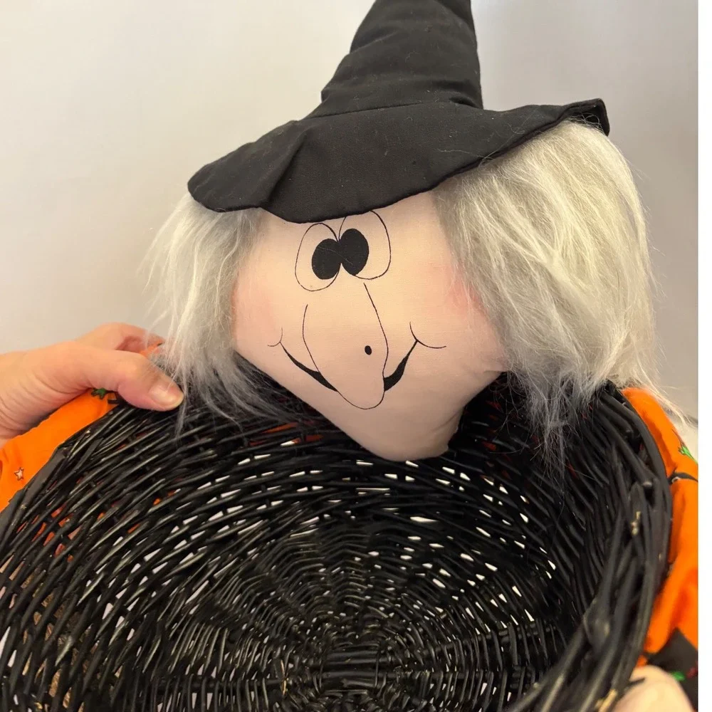 Halloween Witch‎ Basket Candy Bowl Crafty Lady Fullerton CA Decor Vintage 1970s